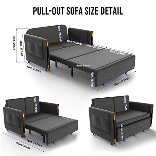 Pouseayar 3-in-1 Velvet Convertible Loveseat Sofa #TOP22