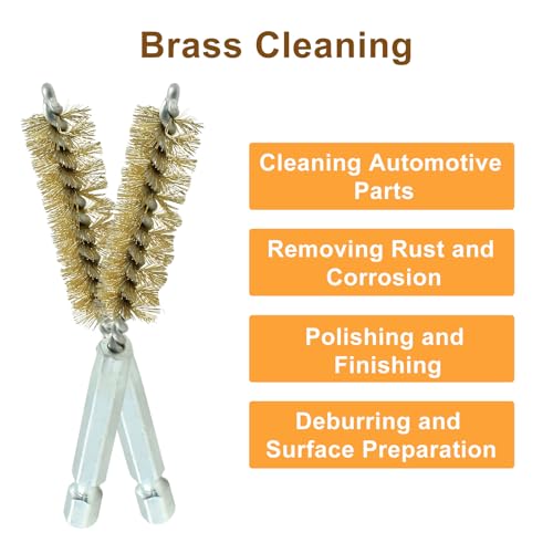 Image of 12 Pcs Stainless Steel & Copper Bore Brush Set, Twisted Wire Drill Brush, Wire Cleaning Brush Set with 1 /4 inch Hex Shank Handle for Power Drill Plumbing Tools (8 /10 /12 /15 /17 /19mm)