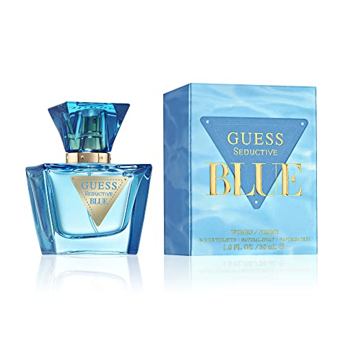 GUESS Seductive Blue, woda toaletowa dla kobiet, kwiatowo-owocowy zapach, świeży i uzależniający zapach, długotrwały, 30 ml