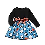 Toddler Baby Girls Clothes Night Before Christmas Dress Outfits Long Sleeve Birthday Party Dress Fall Winter Clothes 1-8 Years Old Casual Dress