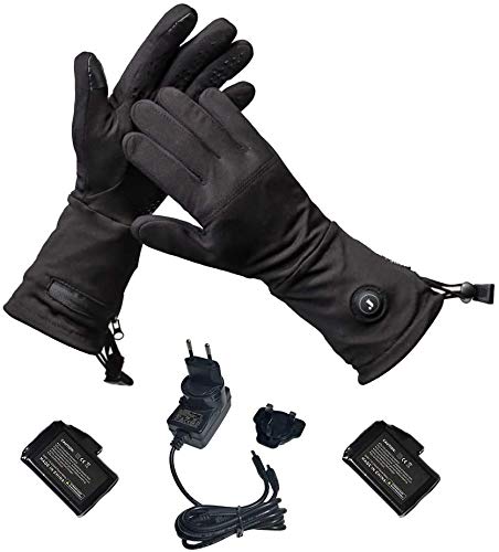 J JINPEI Guantes Calefactables Esqui con Batería Recargable, Guantes de Esquí con Calefacción 3 Niveles de Ajuste de Controlador de Temperatura para Hombre y Mujere Negro Tamaño S-XXL (Type 1, XL)