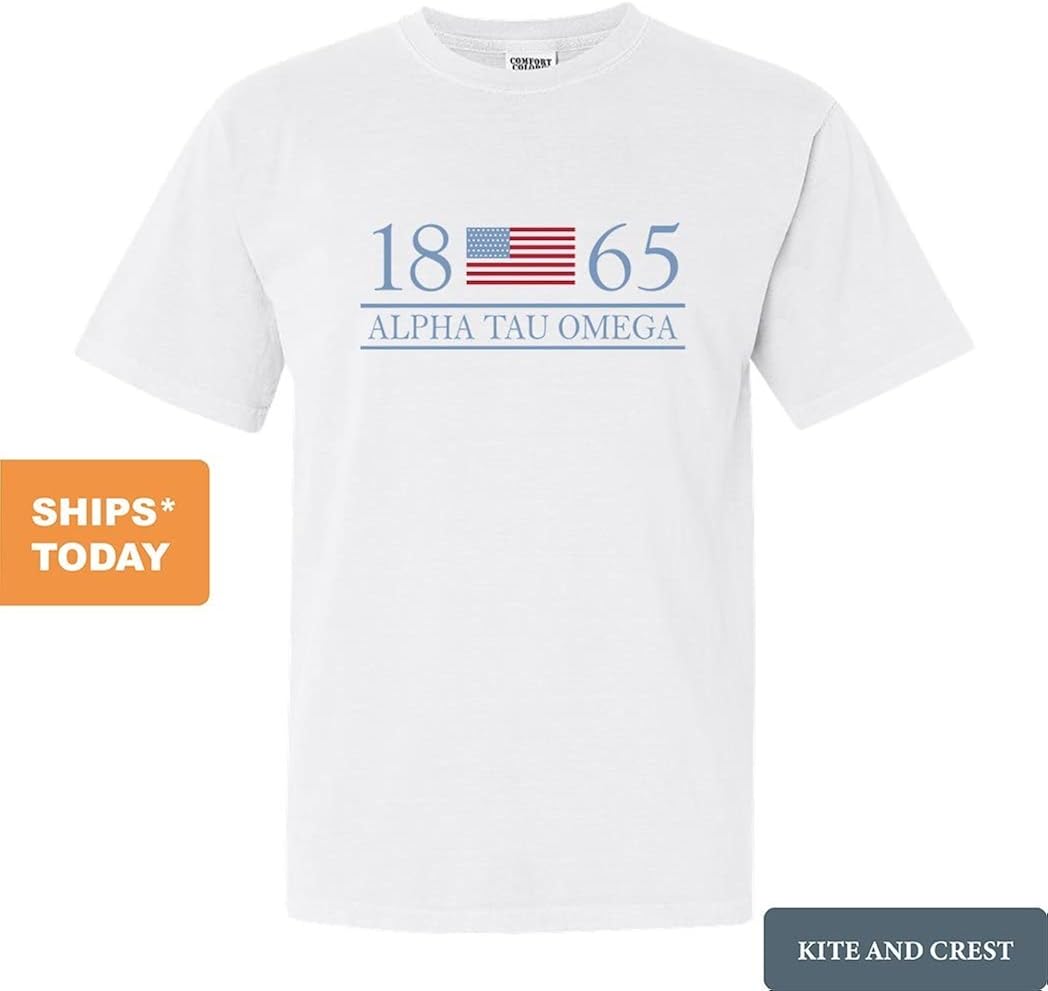 Miniatura 2 de Alpha Tau Omega Comfort Colors Camiseta - Camiseta de Año Bandera ATO