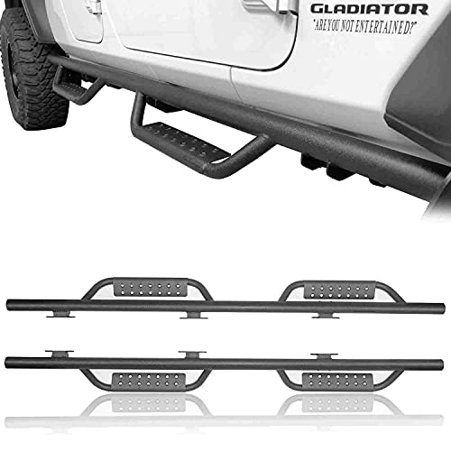 For Jeep Gladiator Side Step Nerf Bars Running Board Texture Steel Compatible With Jeep Gladiator Jt 2020-2023 Sport | Sport S | Overland | Mojave | North Edition | Rubicon Launch Edition (Pair) #TOP1