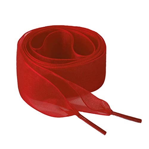 sourcing map 2 pares de cordones planos de hilo de nieve de 2,5 cm de ancho, cordones transparentes para zapatillas de deporte rojo 60cm/24