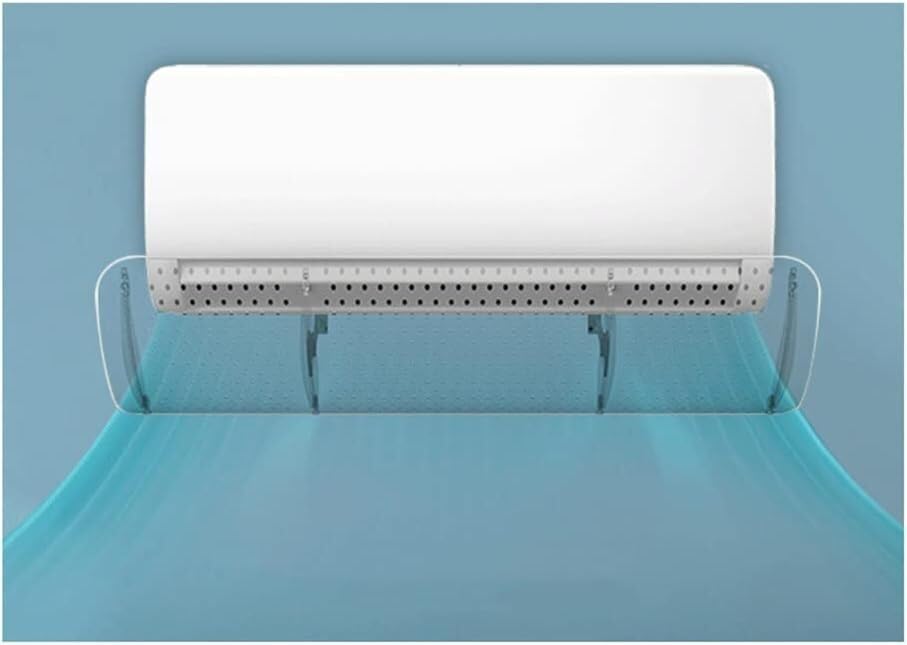 Déflecteur de climatisation transparent de 90 cm avec panneau robuste réglable au mur