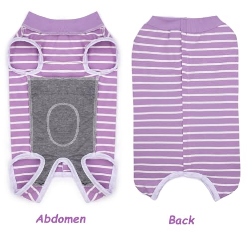 Image of Recovery Suits for Small Dogs, Dog Cat Surgery Suits Prevent Licking Double Care Abdominal Protection Onesie for Female Male (Purple, Small)