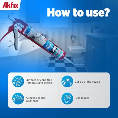 Akfix 100E RTV Translucent Silicone Caulk (2x10.1 fl.oz.)- 100% Waterproof Silicone Sealant for Kitchen and Bathroom, Shower, Bathtub, Toilet, Sink, Window & Door, No Discoloring | Translucent, 2 Pack - Image 5