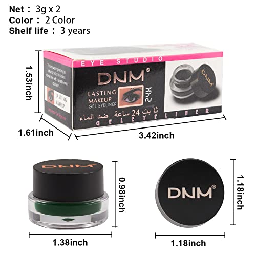Evpct 2 In 1 Blue And Green Gel Eyeliner Eyebrow Cream Pomade Set With Brushes Waterproof Smudge Proof, Last For All Day Long Work Great With Eyebrow And Eyeliner (05# Blue And Green) #TOP5