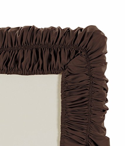 Fancy Collection Queen - King Easy Fit Bed Ruffle Wrap Around Elastic Bed Skirt With 17" Drop New Easy Install Solid Brown/Coffee New #TOP1
