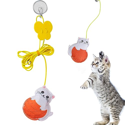 Brinquedos interativos para gatos - gato prática rebatidas | gato porta suspensa retrátil com gancho