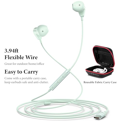 APETOO USB C Headphones for iPhone 17 16 15 Pro Max/iPad Air Earbuds Green