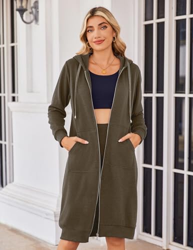 Zeagoo Women's Zip Up Hoodies Oversized Fleece Long Tunic Sweatshirts Casual Long Sleeve 2024 Fall Hoodie Jacket Coat