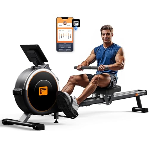 Image of Flexnest Flexrower Smart Bluetooth-Enabled Rower Rowing Machine, for Home Gym Workout with Classes from Trainers on Flexnest App - Black (Flexrower Lite)