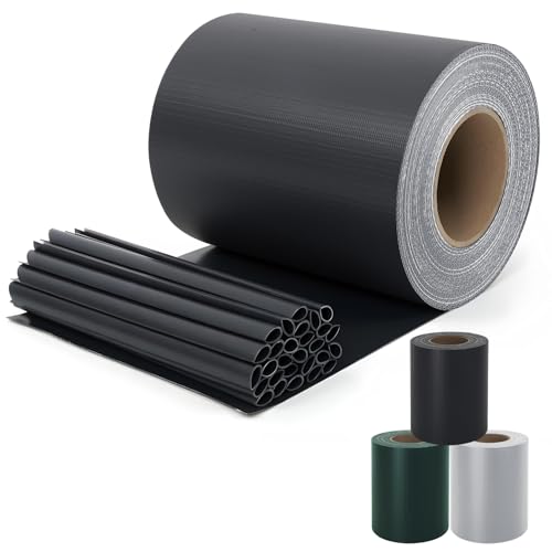 Sekey PVC Sichtschutzstreifen für Doppelstabmatten 35m x 19cm - 26 Befestigungsclips Doppelstabmattenzaun Sichtschutz Anti-UV Wetterfest Stabmattenzaun Windschutz für Garten Anthrazit