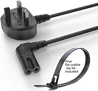 New 2M Power Cable 3 IEC C7 Figure 8 for Samsung Philips Toshiba LG Sony Sharp Panasonic LED Flat TV Printer Sky box, Sky Plus+ HD Box (With Free Reusable Zip Tie!)