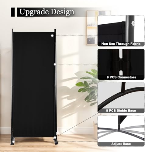 Room Divider, 6FT Tall Folding Partition Room Dividers 4 Panel, Portable and Freestanding Room Divider Screen Wall Divider for Home and Office, Black - Thumbnail 5