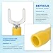 MECCANIXITY Insulated Fork Spade Connectors, 22-16AWG SV1.25-6 U-Type Tinned Copper Waterproof Fork Crimp terminals Connectors for Industrial Electrical Marine Wiring, Pack of 100 (Yellow)
