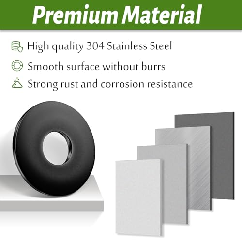 M8 Washers Black, 25pcs Flat Washers DIN9021, Jeboler 304 Stainless Steel Washer for Screws A2 V2A, Large Flat Repair Washer - Image 2