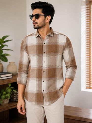 Image of Men's Flannel Plaid Check Full Sleeve Button-Down Shirt