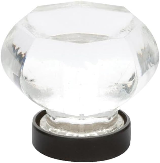 Emtek 86011 Old Town 1-1/4" Clear Crystal Mushroom Cabinet Knob with Solid Brass, Oil Rubbed Bronze