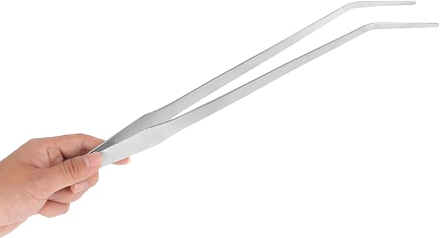 FEITA Extra Long 15 Inch Tweezer Tongs Stainless Steel Curved Tip - Aquarium Fishtank, Mega Reptile Feeding Tweezers