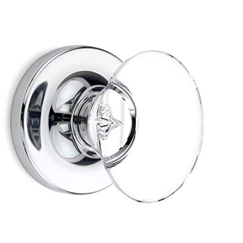 Privacy Oval Egg Crystal Door Knobs Polished Chrome Round Rosette #TOP24