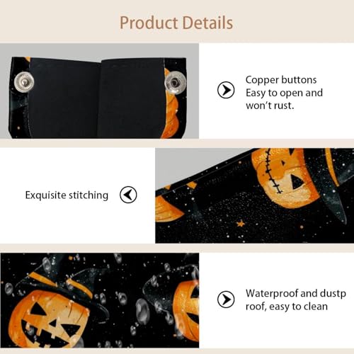 Housse de boîte à mouchoirs citrouille Halloween lavable et ajustable pour table basse - 4