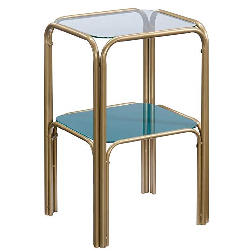 Sauder Coral Cape End Table, L: 15.98" X W: 14.09" X H: 24.21", Satin Gold Finish #TOP18