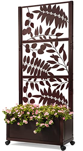 H Potter Trellis Planter Privacy Screen with Planting Box for Climbing Plants Indoor Outdoor Patio Garden Deck Balcony