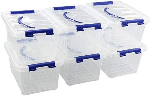 Farmoon 5L Plastic Storage Boxes, Small Latching Box with Handle, 6 Packs, F