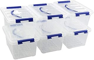 Farmoon 5L Plastic Storage Boxes, Small Latching Box with Handle, 6 Packs, F