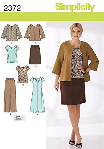 Simplicity Jacket, Blouse, Dress or Top, and Pant Skirt Sewing Pattern for Women by Karen Z, Sizes 20W-28W