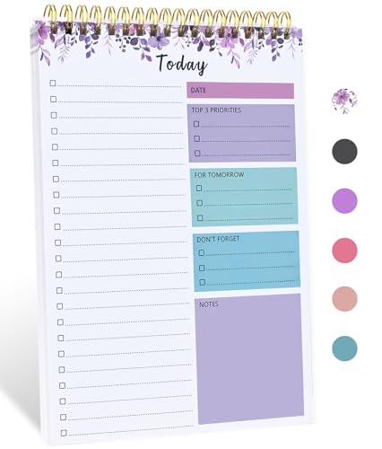 To Do List Notepad - To Do List Notebook for Work with 52 Sheets, Undated Daily Planner Perfect for Enhanced Productivity and Goal Achievement - Violet Whispers