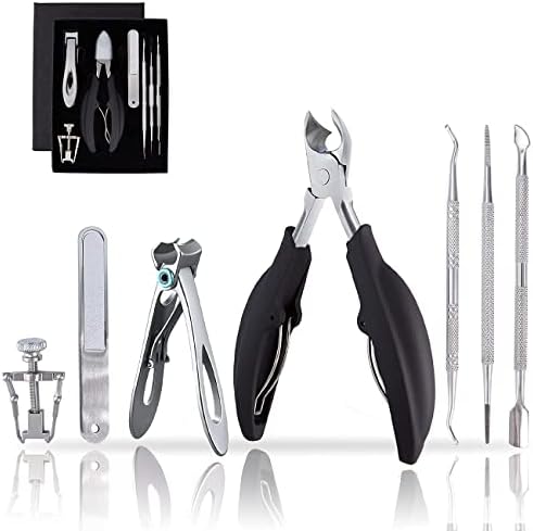 Toenail Clippers Kit for Ingrown/Thick Nail, Ingrown Toenail Tool Kit with Ingrown Toenail Clipper/Corrector, Wide Jaw Opening Nail Clipper for Thick Nail, Pedicure Tool for Seniors/Adult by DUALECO