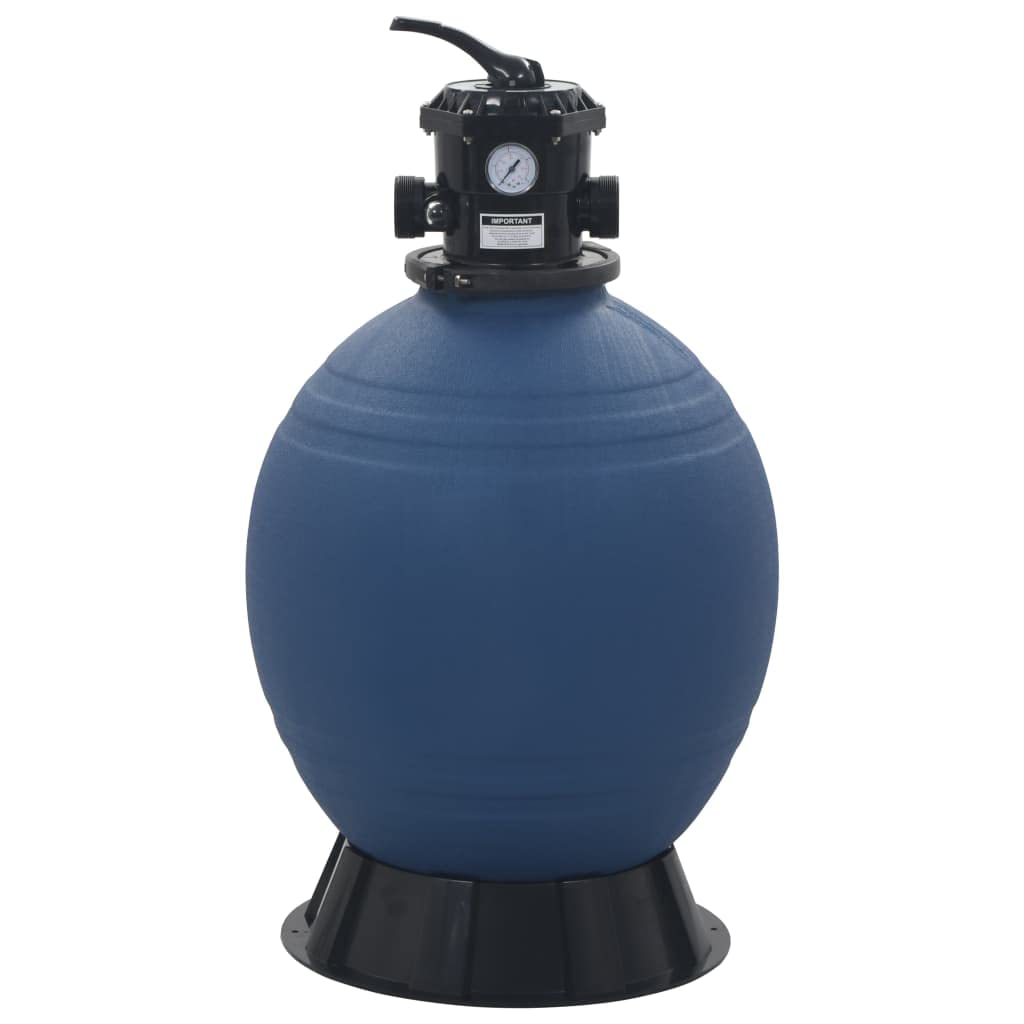 Filtro de arena para piscina con válvula de 6 vías, caldera de filtro azul, 560 mm, material PE, caudal de 10 m³/h, conexión de 48 mm, para bomba de piscina, purificación eficiente del agua en la