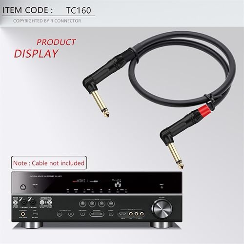 Conector de ángulo recto 6.35 mm mono jack de latón para micrófono 6
