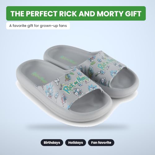 Image of RICK AND MORTY Mens Comfort Slides - Officially licensed Cushion Slides - Rick Sanchez and Morty Smith