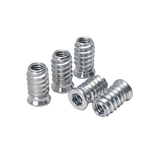 Image of 40pcs Threaded Inserts for Wood 1 /4-20 Furniture Screw in Threaded Insert Nuts 20mm Length
