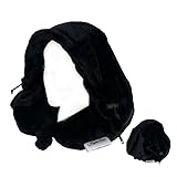 Lights Out Hooded Travel Pillow - Memory Foam Neck Support with Germ Shield Hood for Airplane Sleep Privacy, Ultra Plush Fleece, Micro Air-Fiber Beads, Chiropractor Recommended (Adjustable)