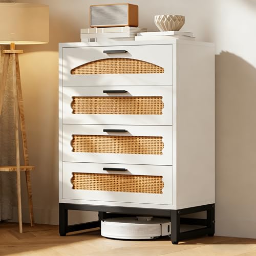 Mericonia 4-Drawer Rattan Dresser for Bedroom