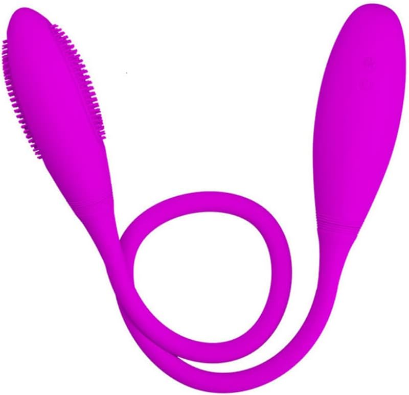 Couples Vibrator 7 Modes Double Dildo, Waterproof Silicone Safe Double Ended Dildo for Clitoris Anal Vaginal Nipple