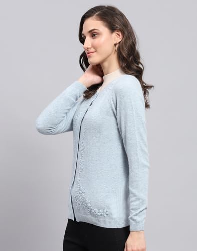 Image of Monte Carlo Women Regular Fit Full Sleeve Solid Round Neck Winter Cardigan (Pack of 1)