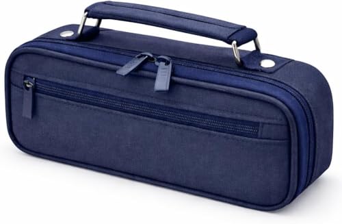 Estojo Multiuso com 2 Divisórias, Alça e Zíper Interno e Externo – Necessaire e Diversos (Azul)