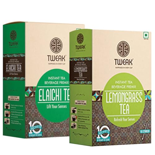 Image of TWEAK Instant Premixes Sachet Combo (20 Sachets) | Premix Ready Mix Drink | Elaichi + Lemongrass | (16g x 10 Sachets in One Pack) (Pack of 2)
