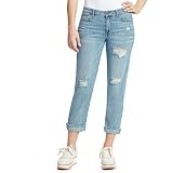 William Rast Women's Misses Vintage Cuffed Boyfriend Jean, Bayou Blue-Destruction, 24 Regular