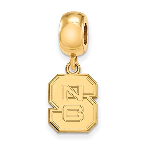 NC State Bead Charm Small (1/2 Inch) Dangle (Gold Plated)