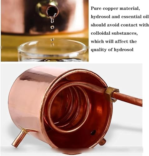 Pure Copper Moonshine Still 2L/3L - Small Abic Distiller with Cooling Tube for Whiskey, Essential Oils, Hydrosol & Fresh Flower Extraction - Home Distillation Kit
