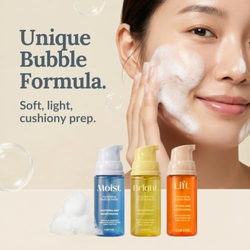 Image of Curest Micro Bubble Wash-Free Radiant Glow Hydrating (Hydrating) | Korean skin care set featuring micro bubble mask korean formula; rapid 10 seconds bubbl ultimate moisturizing makeup prep