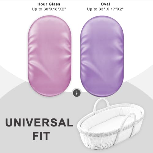 Image of Baby Bassinet Sheets for Baby Boy Girls,4-Pack Fitted Bassinet Sheets Set Compatible with Halo Bassinest Swivel Sleeper,Baby Delight,Angelbliss,32 inchX16 inch (Pink & Purple)