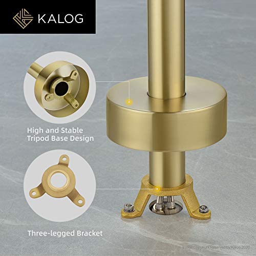 Kalog Single Handle Freestanding Tub Filler Floor Mount Bathtub Faucet With Handheld Shower (Brushed Gold-B) #TOP3